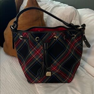 Dooney & Bourke Plaid Bucket Bag - Red and Black